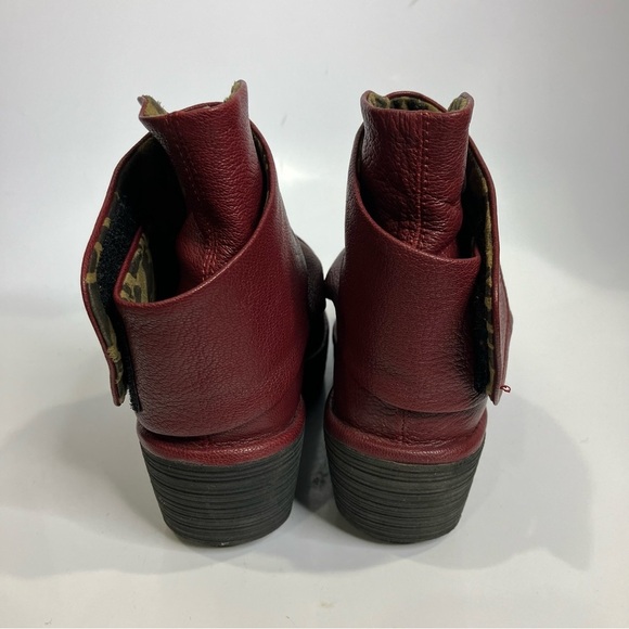 Fly London Yomi wedge ankle boots red leather size 39 8.5 punk casual modern - Picture 4 of 8